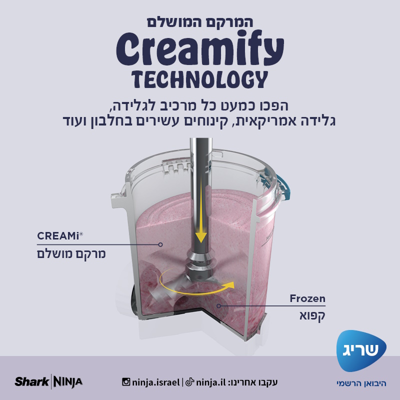מכונת גלידה Ninja Creami NC701 מכונת גלידה Ninja Creami NC701
